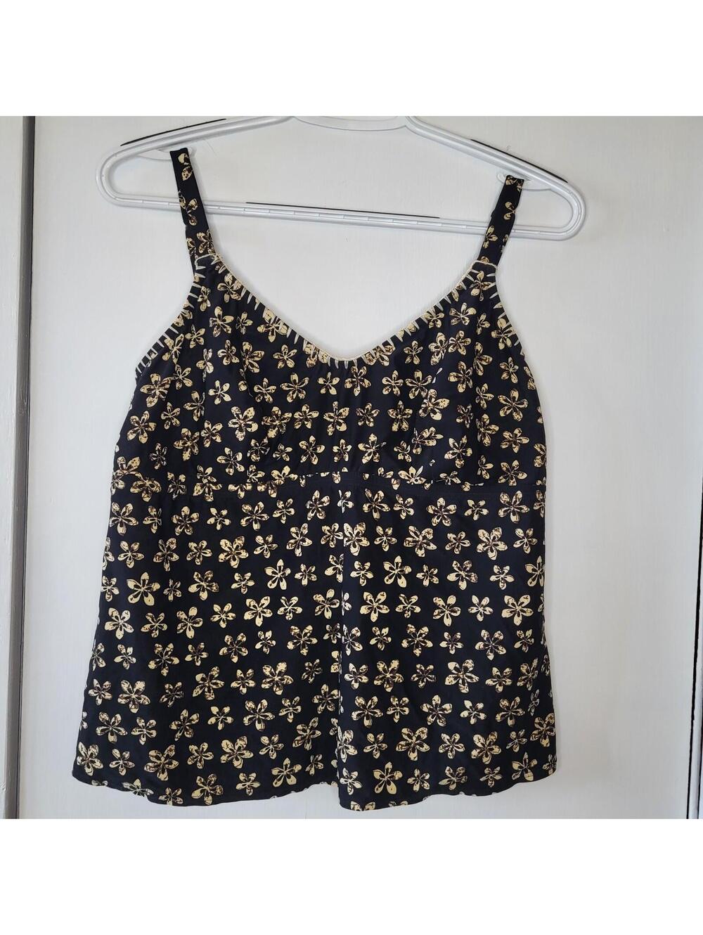 COCO Reef Floral-Print Cami Top black gold floral pattern adjustable strips 38D